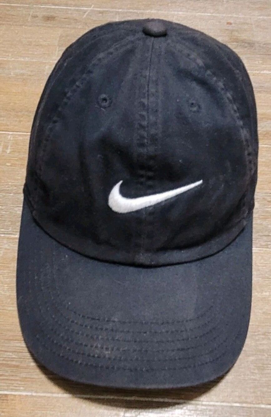 Nike Club Cap Black White Swoosh One Size Adjustable Strap